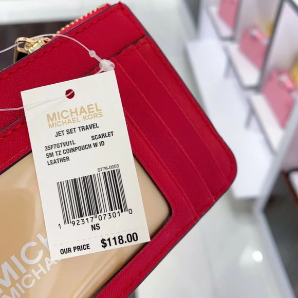 Michael Kors zip coin holder in red - Picture 7 of 8